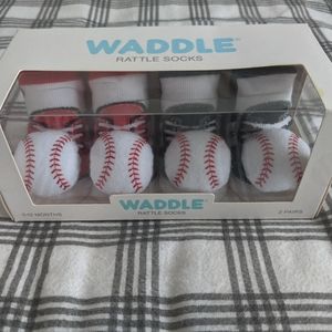 Waddle rattle socks - 4 pairs - 0/12 months